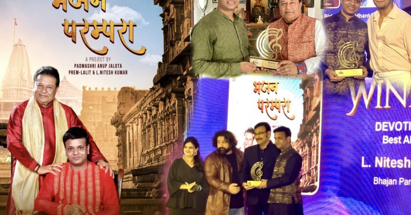 Bhajan Samrat Padma Shri Anup Jalota and his disciple L.Nitesh Kumar’s  “Bhajan Parampara”  awarded as the Best Devotional Album of the year