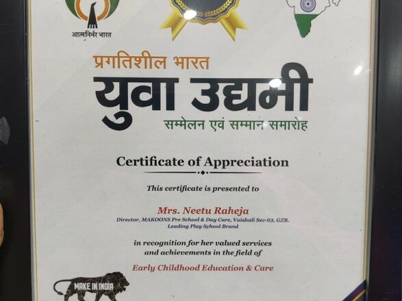 Makoons Play School in Vaishali & Krishna Nagar Triumphs at The Rising India Young Entrepreneur Awards 2023