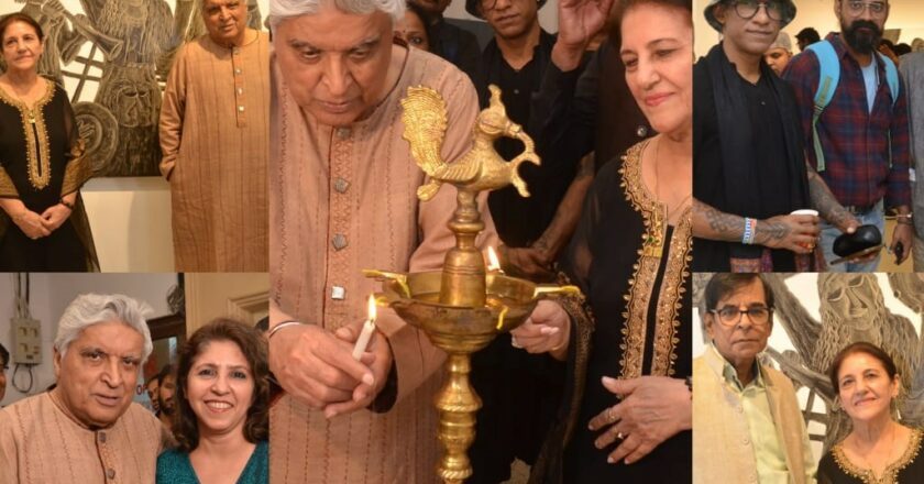 Javed Akhtar lauds Kiran Chopra’s Black & white sculpted paintings!