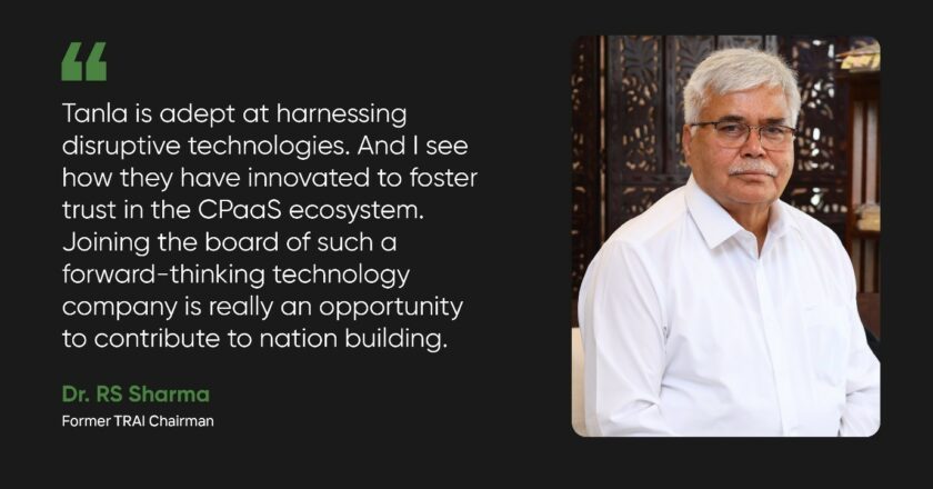 Tanla Appoints Dr. RS Sharma (former TRAI Chairman) to its Board of Directors