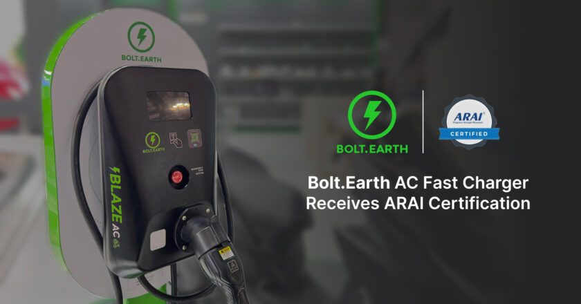 Bolt.Earth Receives ARAI Certification for Level 2 AC Fast Charger, Accelerates India’s Shift to Electric Mobility