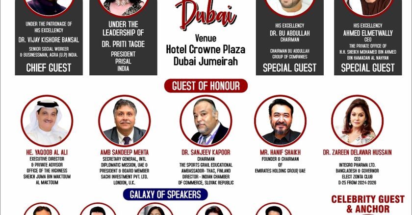Renowned Industrialist and Philanthropist His Excellency Dr. Vijay Kishore Bansal from Agra has been conferred with an International Human Welfare Award in Dubai by PRISAL