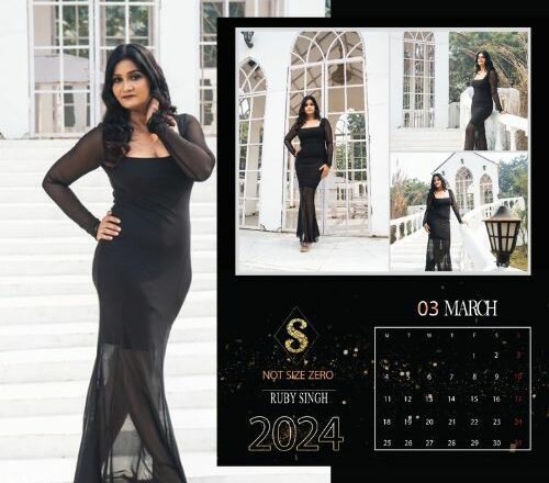 Ruby Singh Featuring herself in plus size calendar by Shapely By Somwya