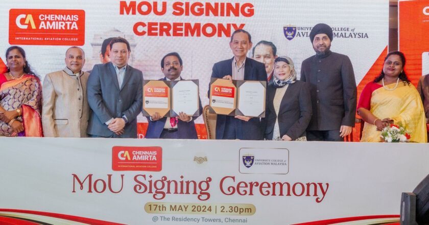 Chennais Amirta International Aviation College Signs MOU With University College of Aviation (UniCAM) ,Malaysia to Offer Study Abroad Program
