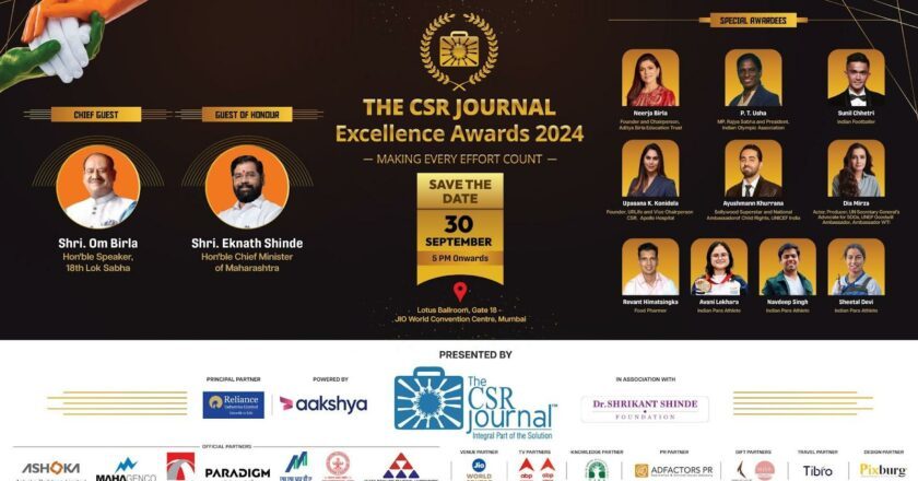 7th Edition of The CSR Journal Excellence Awards on 30th September 2024 at Jio World Convention Centre, Mumbai 