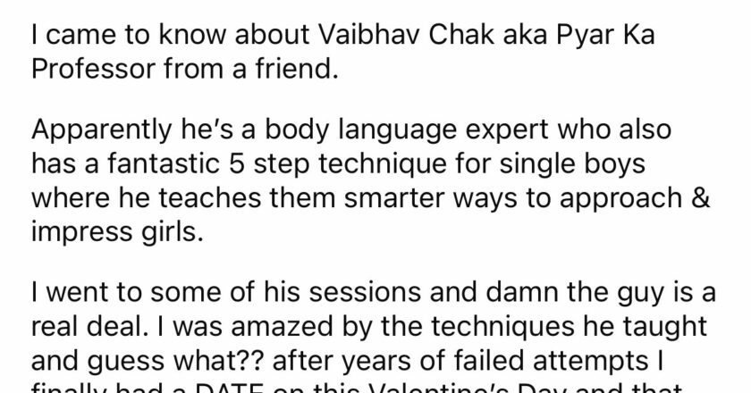 Viral Reddit Post: Pyar ka Professor helped him find a date this Valentine’s Day
