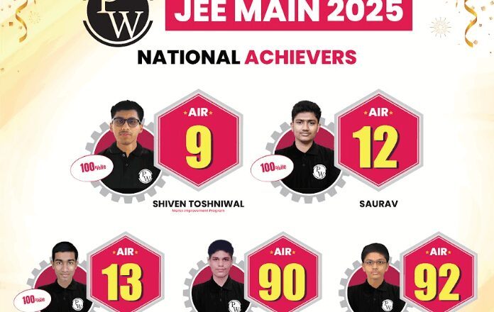 PW Celebrates Student Success in JEE Main 2025, Five students secure spots in National Top Rankers