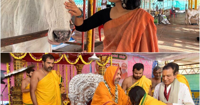 Music Beyond Boundaries: Anubhuti Goswami Introduces Healing Ragas to Cows at Ramachandra Puramatha
