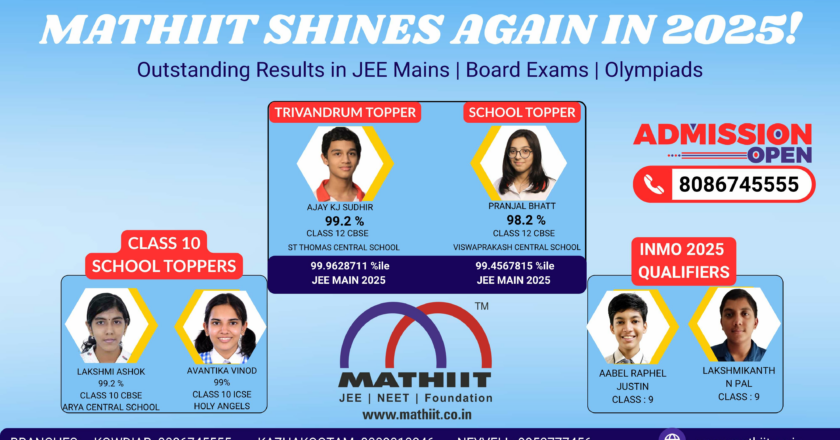 Mathiit Leads Kerala Again in JEE Main & Advanced 2025: Trivandrum Topper, Olympiad Achievers, and Board Brilliance