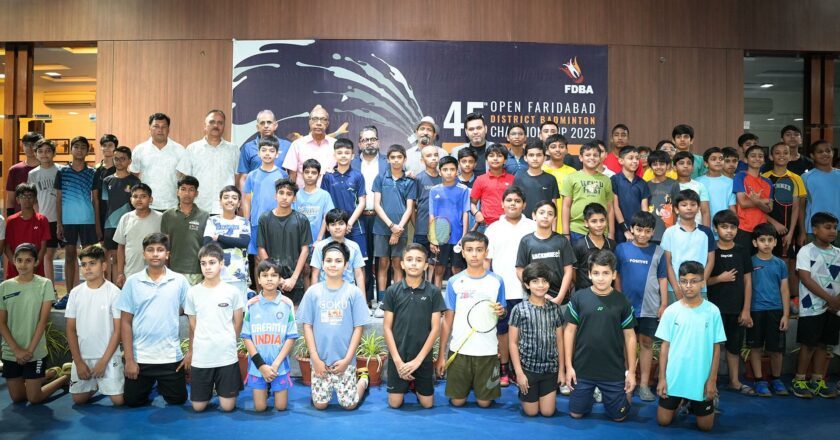 Over 550 players compete at Manav Rachna International School Sector 14 in the 45th FDBA Badminton Championship