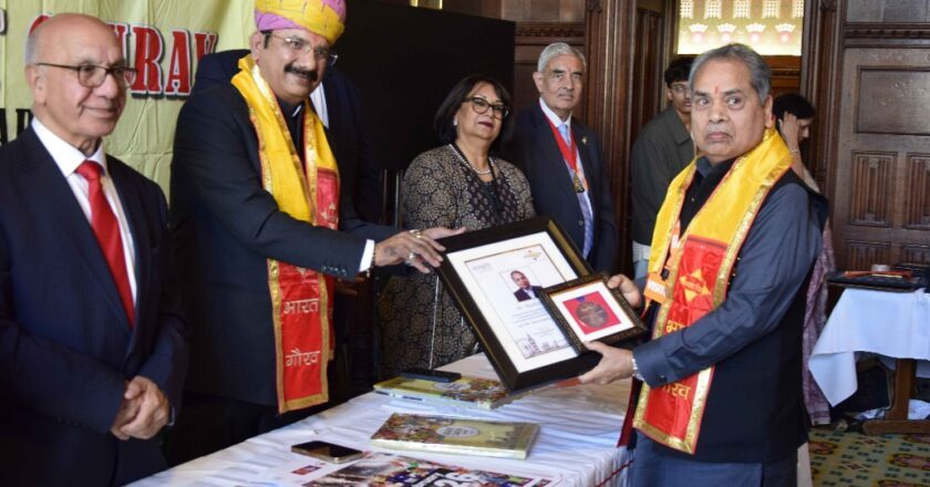 Renowned Tailor Madhav Agasti receives Bharat Gaurav Award in British Parliament