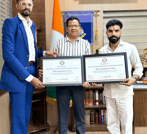 World Records Community Recognizes Rahul Chosla from Surat for Dual World Records in Wooden Stick Spinning