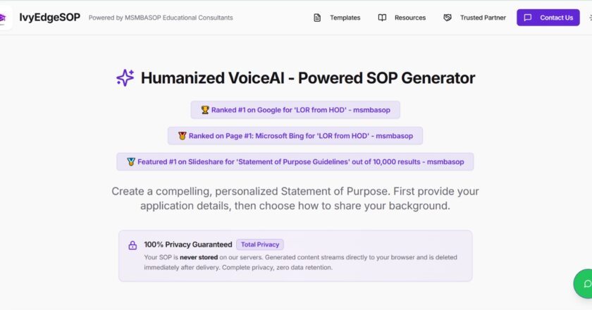 IvyEdgeSOP Revolutionizes SOP Writing for Indian Students with AI – Powered platform