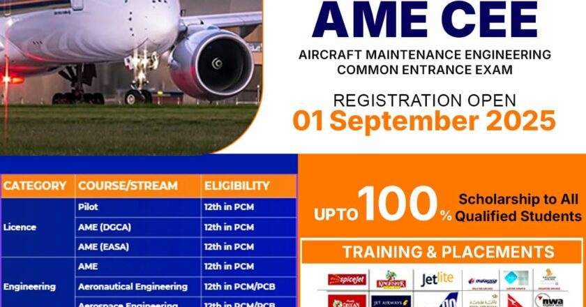 AME CEE 2026 Application Form Released – Apply Online for Aircraft Maintenance Engineering (AME), Aeronautical and Aerospace Programs in India