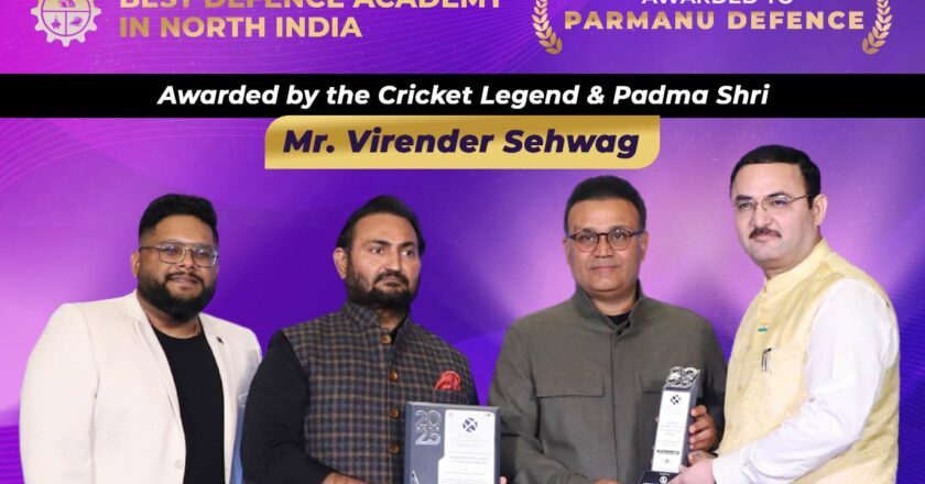 Global Leadership Award Presented by Legendary Cricketer & Padma Shri Awardee Virender Sehwag — A Proud Moment for Parmanu Defence Academy